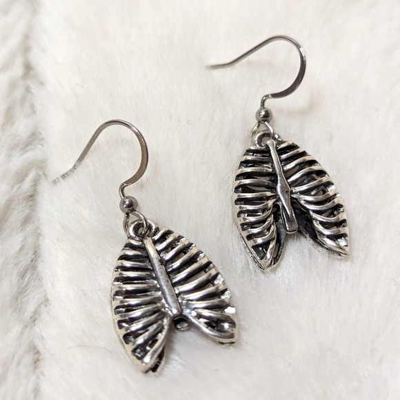 Handmade | Jewelry | Gothic Style Rib Cage Silver Charm Earrings | Poshmark
